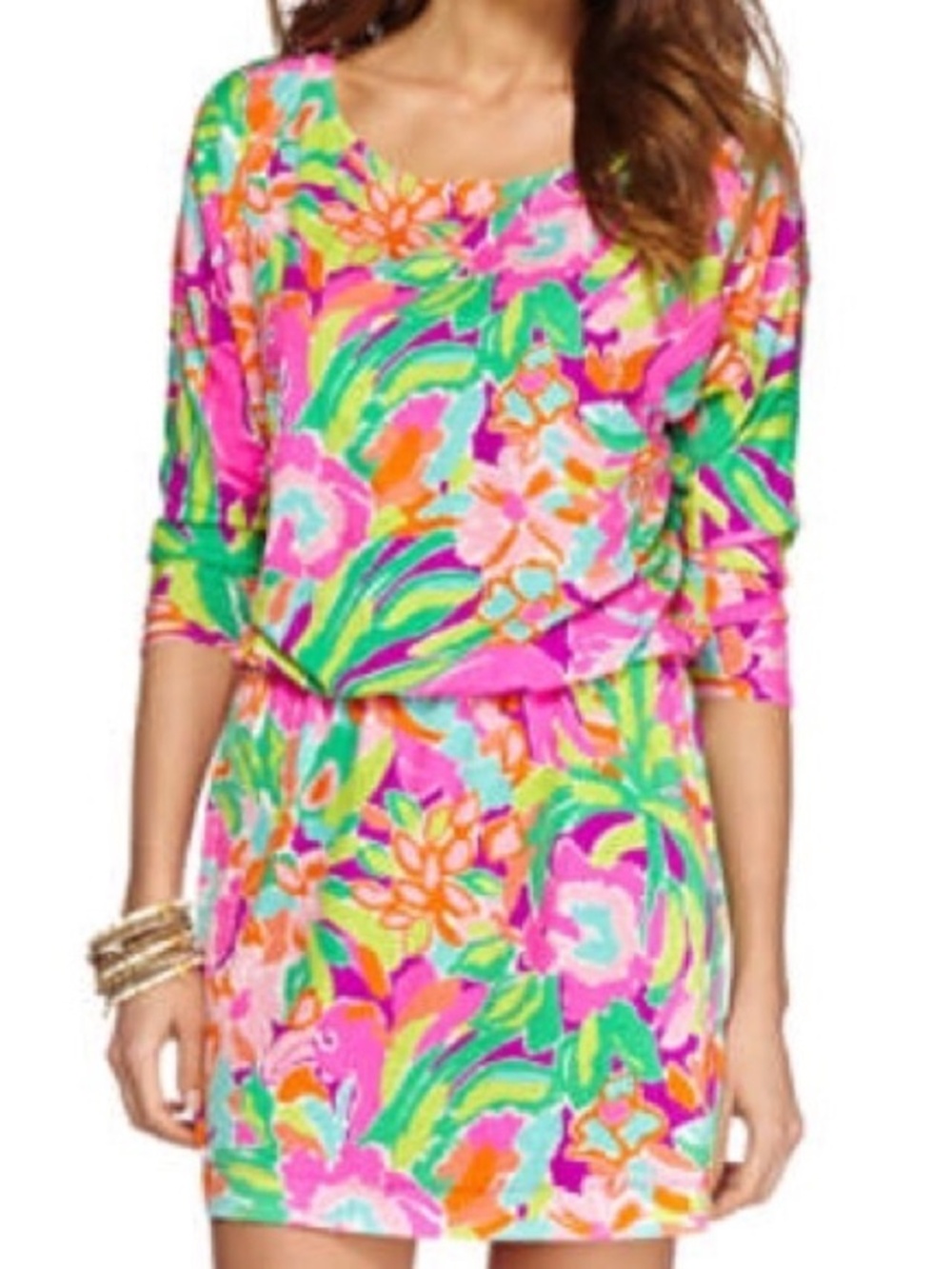 Lilly Pulitzer Multi Lulu Flamingo Tropical Jersey Dress Style 62146